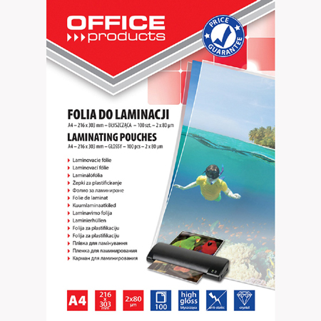 ΖΕΛΑΤΙΝΕΣ ΠΛΑΣΤΙΚΟΠΟΙΗΣΗΣ OFFICE A4 2Χ80MIC 100Τ 