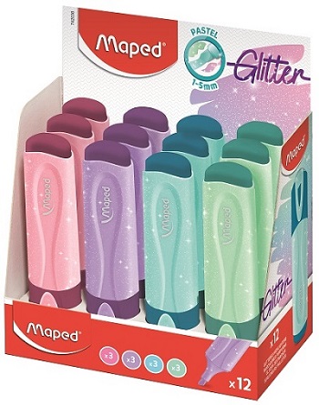 ΜΑΡΚΑΔΟΡΟΙ MAPED ΥΠΟΓΡΑΜΜΙΣΗΣ FLUO PEP'S PASTEL GLITTER DISPLAY 12