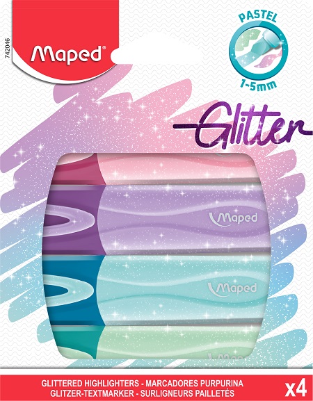 ΜΑΡΚΑΔΟΡΟΙ MAPED ΥΠΟΓΡΑΜΜΙΣΗΣ FLUO PEP'S PASTEL GLITTER BLISTER Χ4  