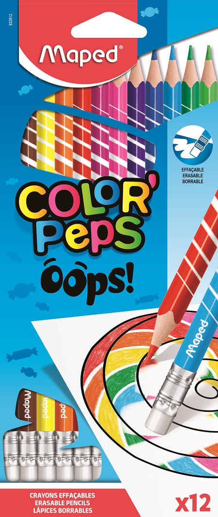 ΞΥΛΟΜΠΟΓΙΕΣ MAPED COLOR'PEPS OOPS (ΜΕ ΓΟΜΑ) 12 ΧΡΩΜΑΤΑ