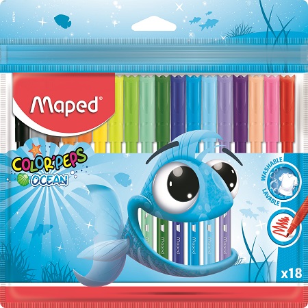 ΜΑΡΚΑΔΟΡΟΙ MAPED COLOR PEPS OCEAN ΠΛΑΣΤΙΚΗ ΘΗΚΗ 18 ΤΜΧ